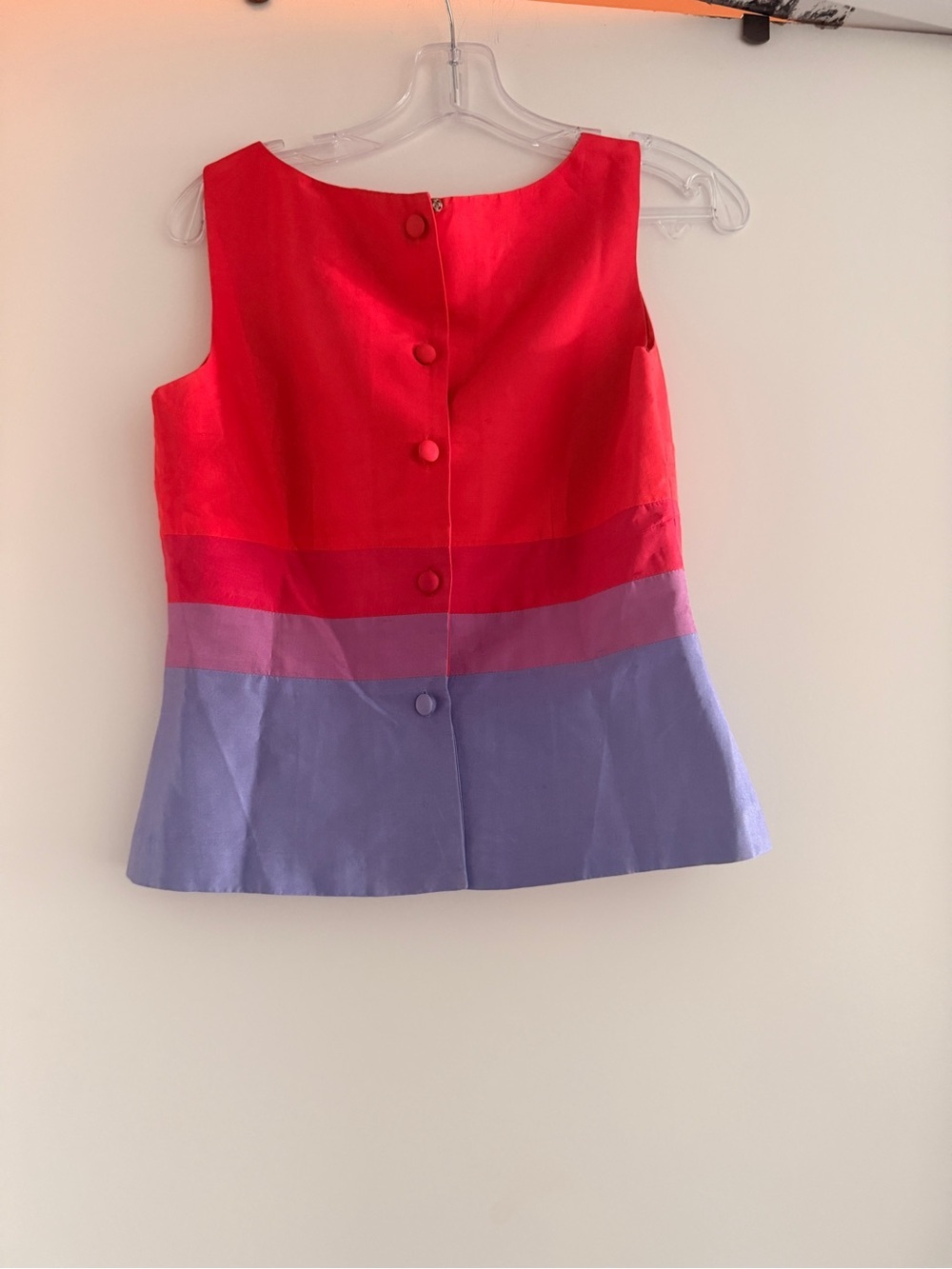Positive Attitude silk Red and Purple Colorblock Sleeveless Button-Back Top